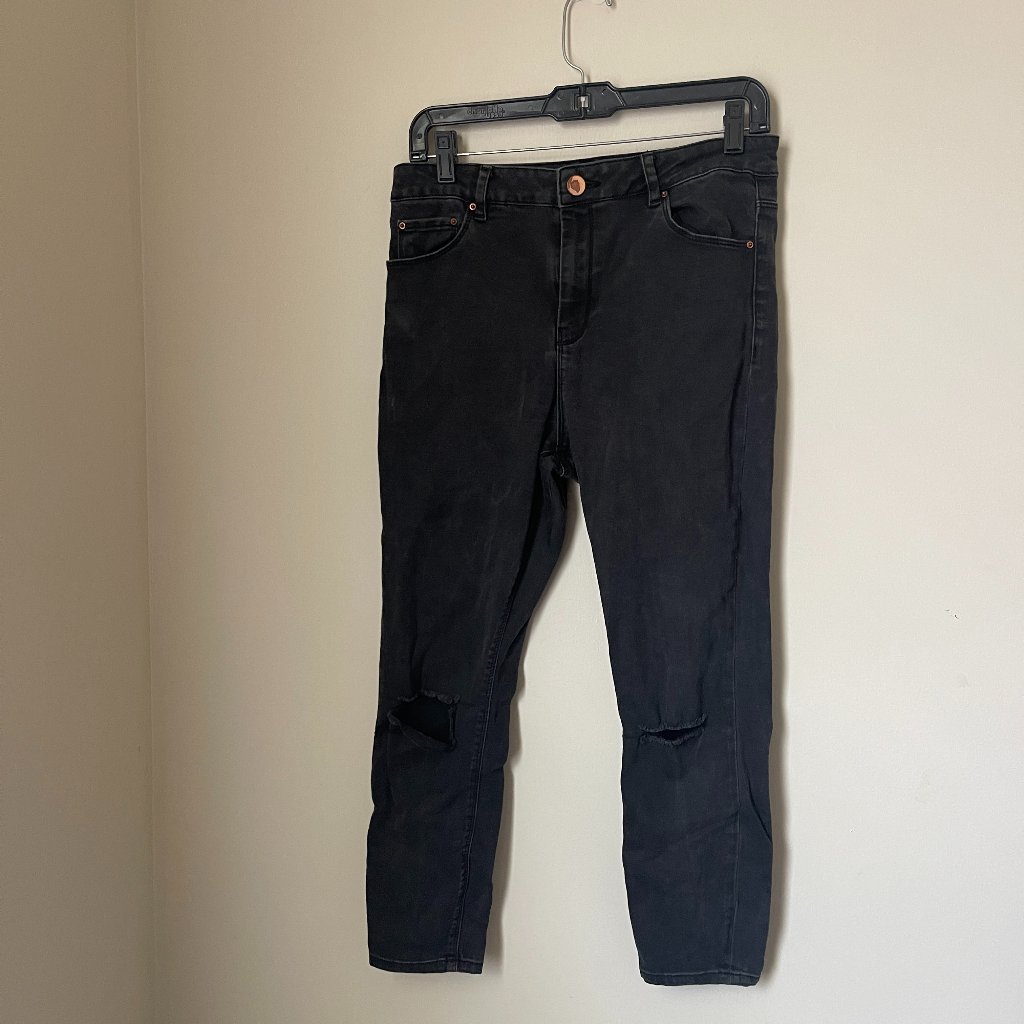 Black Distressed Skinny Jeans Unknown Brand Size 33